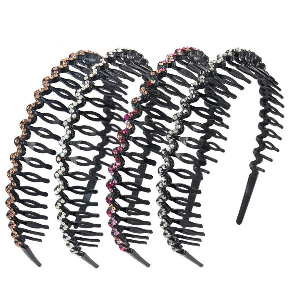 Rhinestone and ystal Headbands For Women with Teeth Comb, Non-slip Hard Plastic